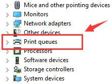 Expand the Print queues section