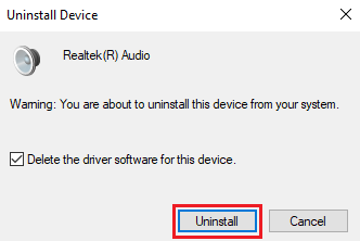 uninstall audio device