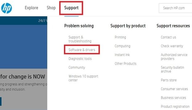 Support tab and click on Software & Drivers (2)