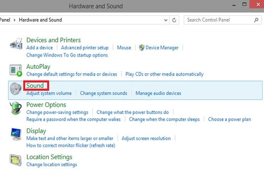 click on the Sound button to open a different sound settings window