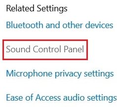 Click on the Sound control panel