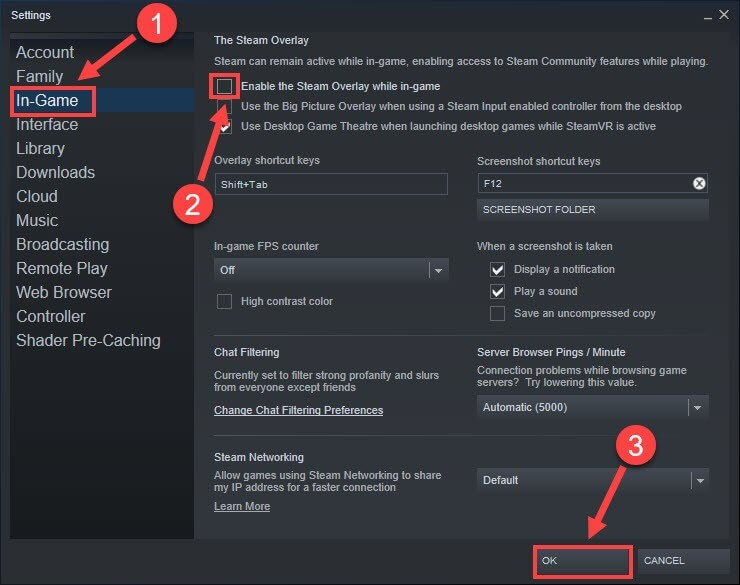 Enable the Steam Overlay while in game