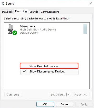 Show disabled devices