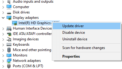 Intel UHD Graphics 630 update driver