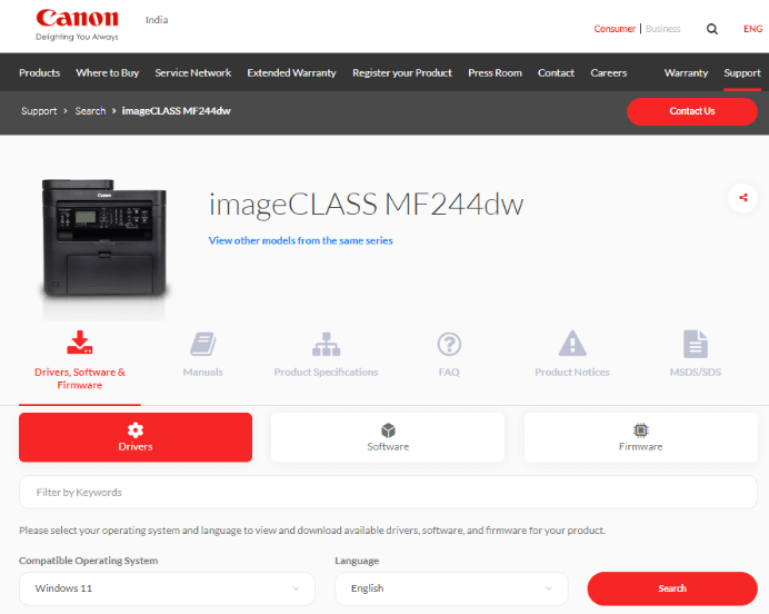 Canon Imageclass MF244DW Driver