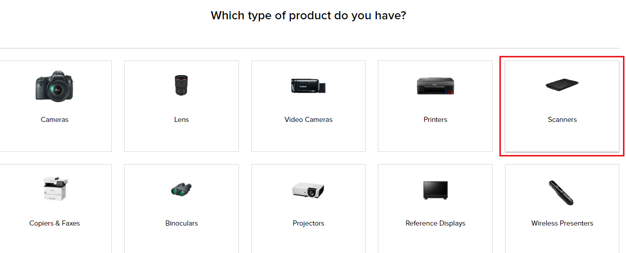 Choose your product category and select the Scanner option and You can also type Canon Canoscan LiDE 300 Scanner Download