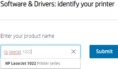 HP Laserjet 1022 printer driver in the search bar and then click on the Submit button.
