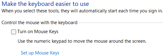 Turn on Mouse Keys