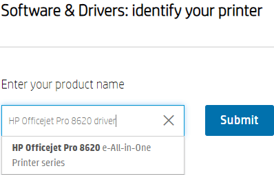 Type HP Officejet Pro 8620 driver