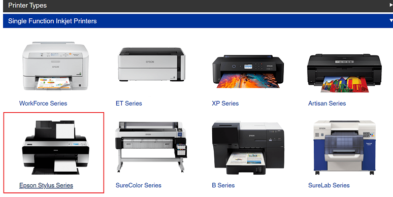 Epson Stylus Series printers and then select the Epson Stylus Photo R260