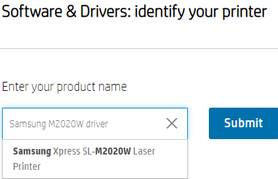 Type Samsung M2020W Driver